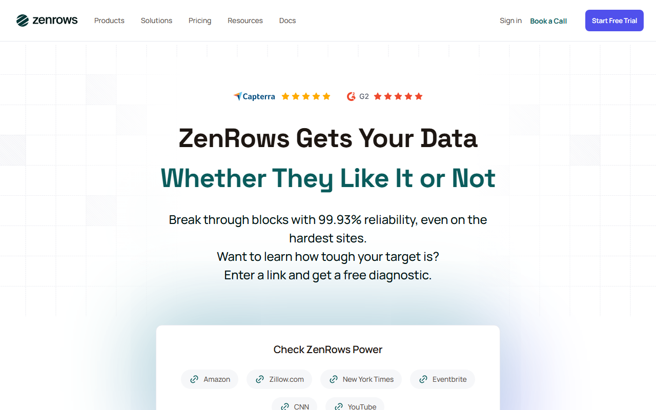 ZenRows homepage